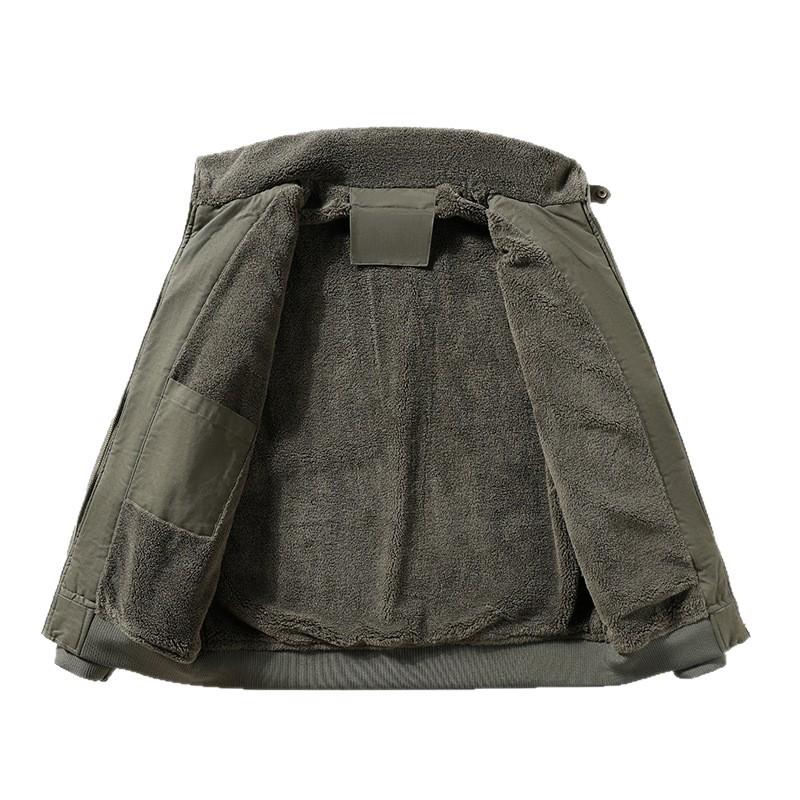 Winter Velvet Pilot Jacket Men's Velvet Thickened Large Cotton Jacket Flip Collar Warm Jacket