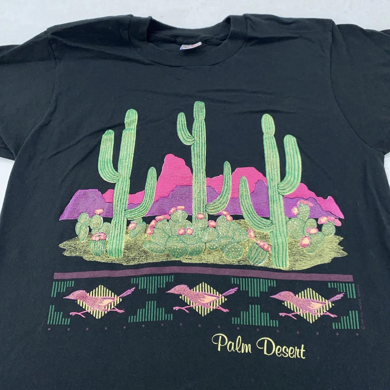 

Vintage Palm Desert California Shirt Small Black Cactus Southwest Graphic 90s 4XL