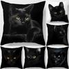 Black Cat Printed Square Pillowcase Home Furnishing Car Sofa Cushion Cover