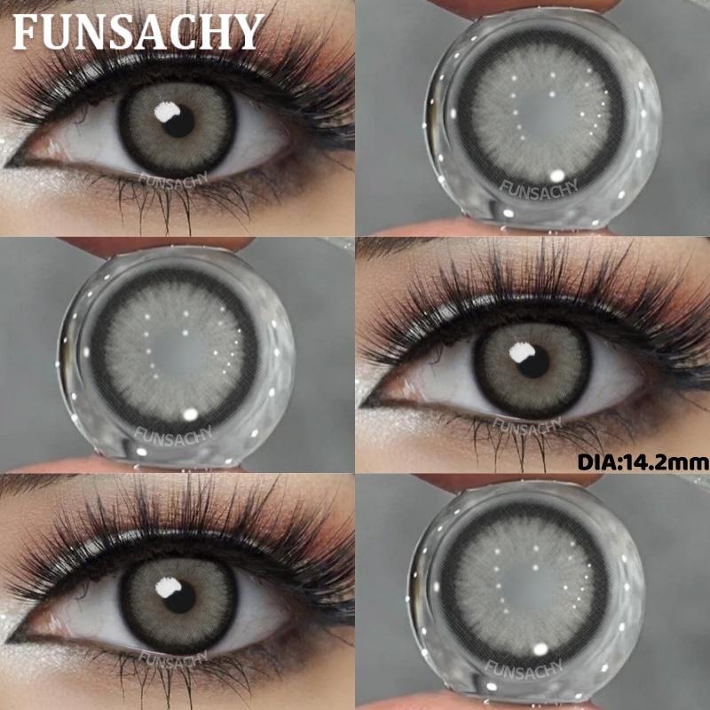 FUNSACHY 1 Pair Colored Contact Lenses Natural Big Black Eyes Blue Green Soft Contact Lenses for Women Brown Gray Contact Lenses