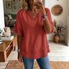 Women S Boho Style Solid Color V Neck Loose Fit T Shirt