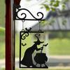 Metal Wall Hanging Halloween Witch Decoration with Cauldron Hanging Sign Indoor Outdoor Halloween Craft Ornament for Seasonal Home Display
