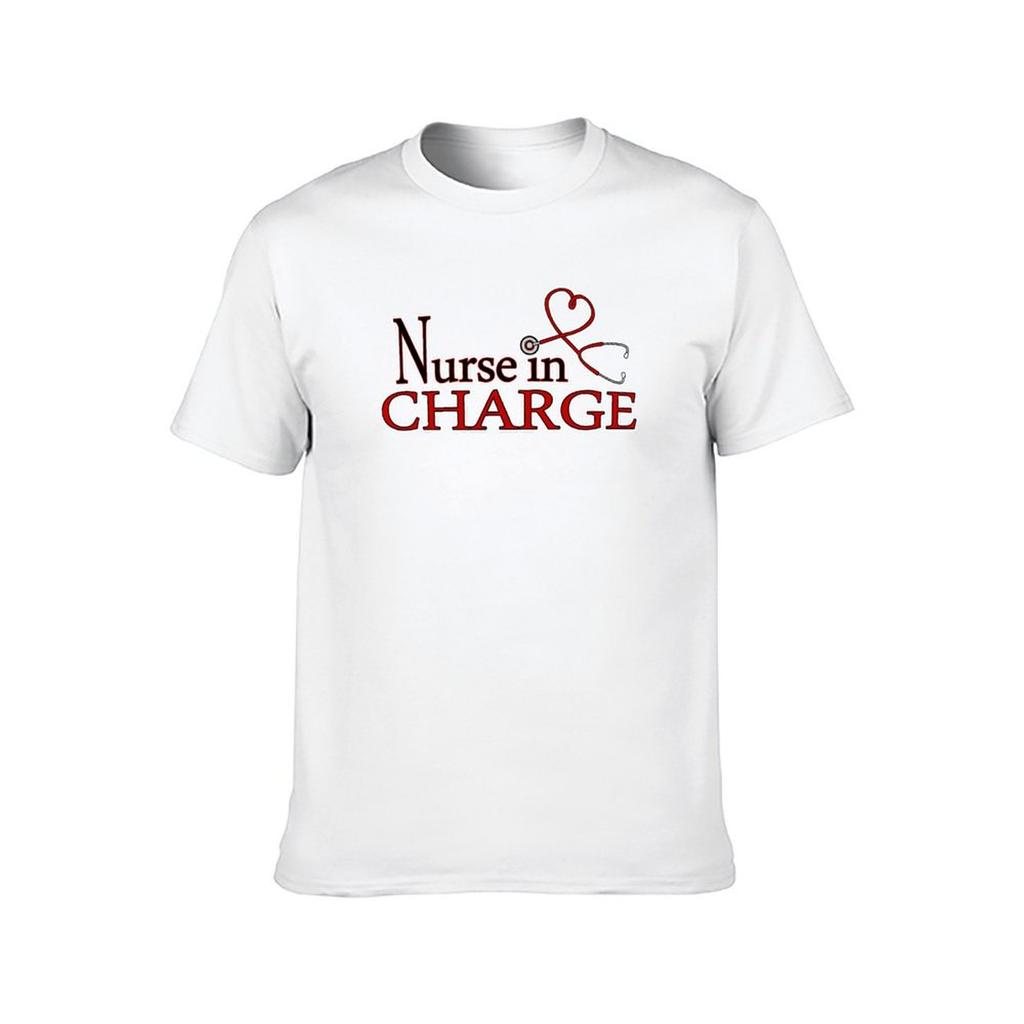 Nurse t shirts t Charge man in for T-Shirt cotton shirts for funny printed man Red -