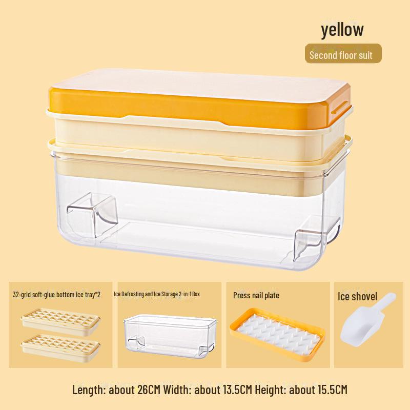 Soft-Press Ice Tray: Easy Release, Food-Grade Material, Large Capacity Ice Storage Box