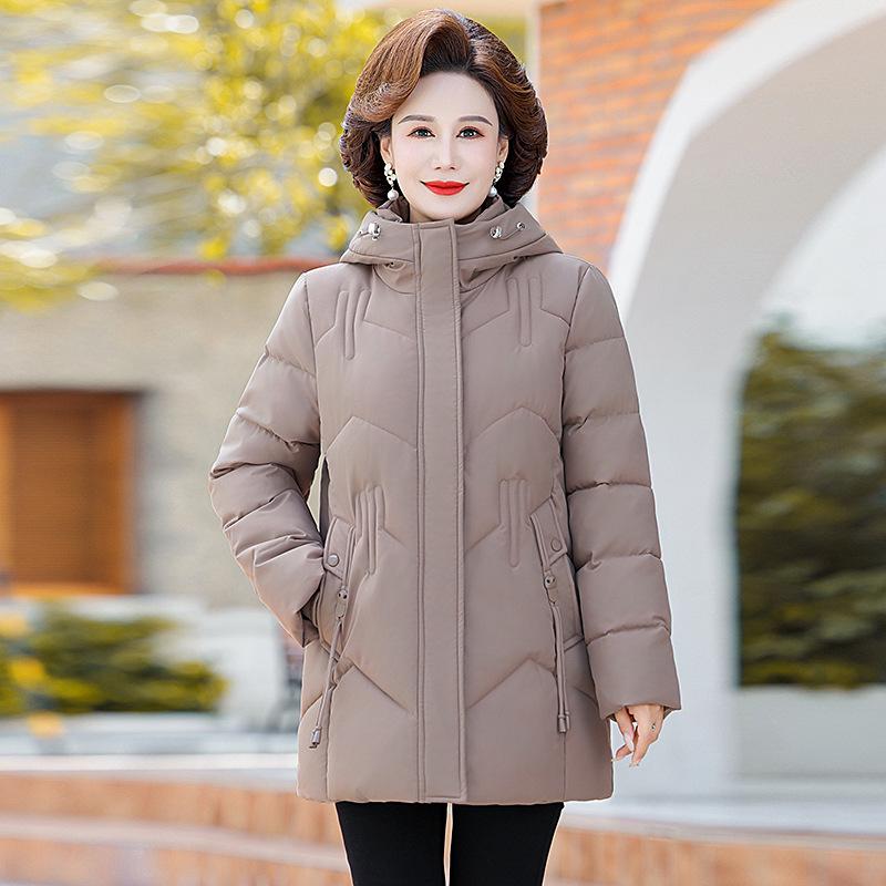 

2025 New Style Mid-length Thickened Down Jacket for Middle-aged and Elderly Women - Age-Reducing, Stylish, Plus Size Winter Coat 5XL (150-165 jins)