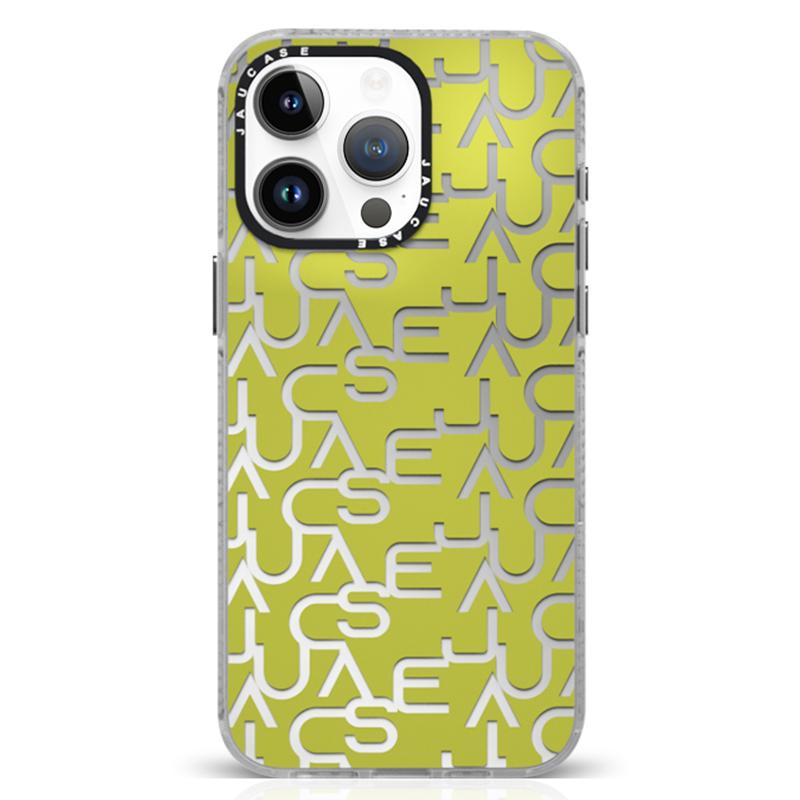 

JAUCASE For iPhone 15 Pro Max Case TPU+PC Letters Design Matte Phone Cover Green