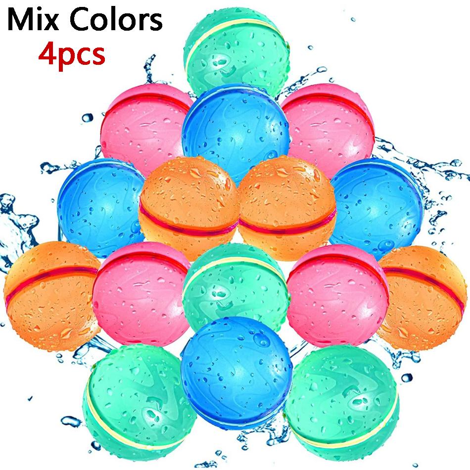 4-50Pack Reusable Water Balls, Self-Seal Fast Inflating Silicone Water Balls, Summer Pool Beach Outdoor Activity Water Toys