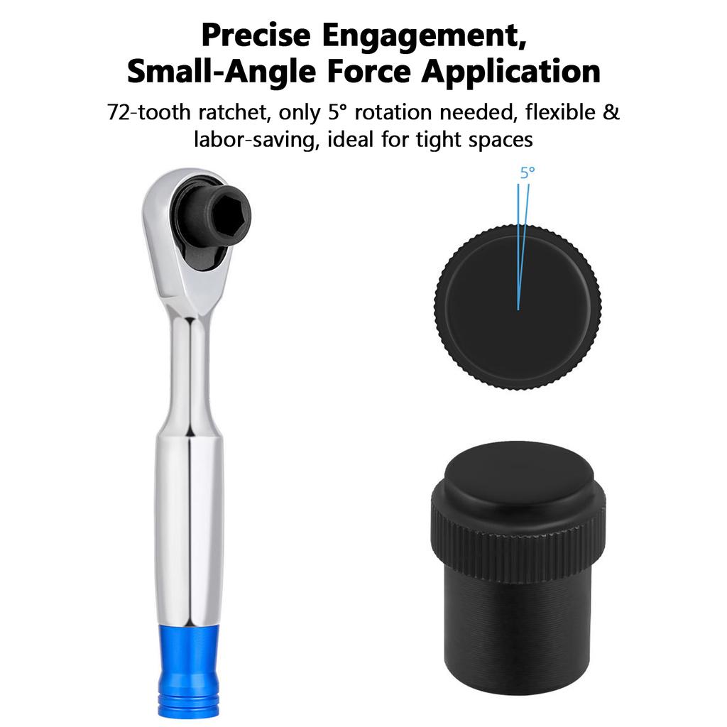 Bike Ratchet Wrench Set 72-Tooth Ratchet 5 Degrees  Swing Angle Tool Kit Bidirectional Rotation Magnetized Attachment Compact Space