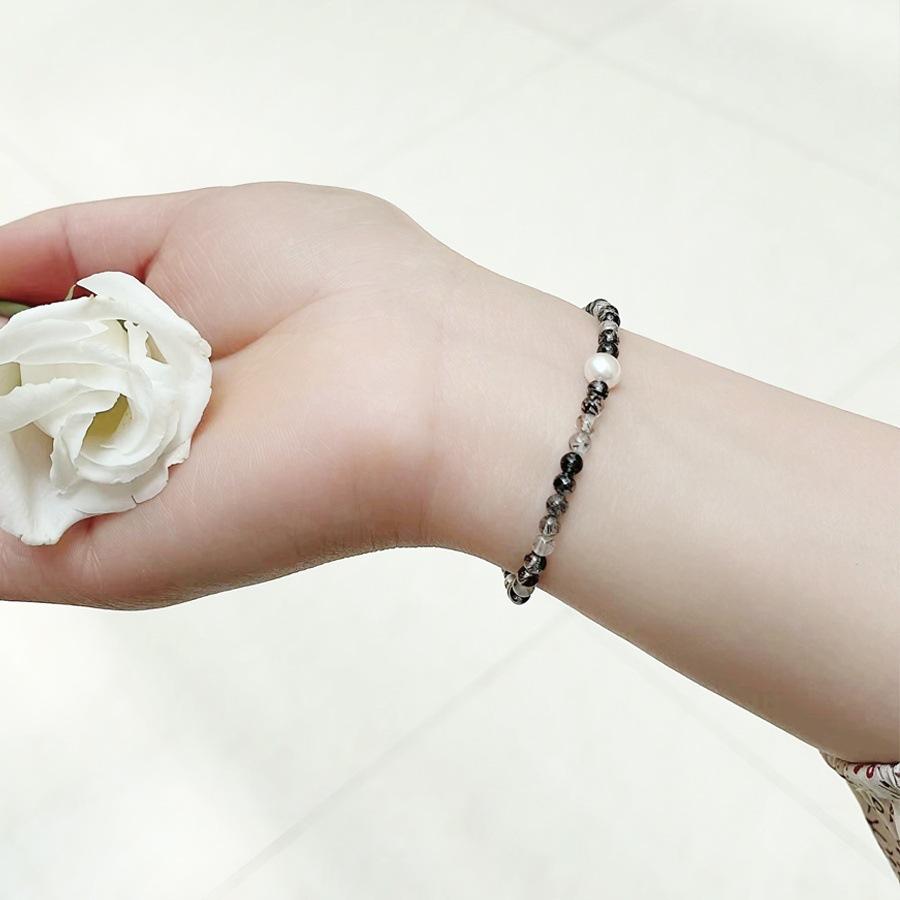 Natural black hair crystal diy Simple design women's pearl bracelet, bulk discounts available