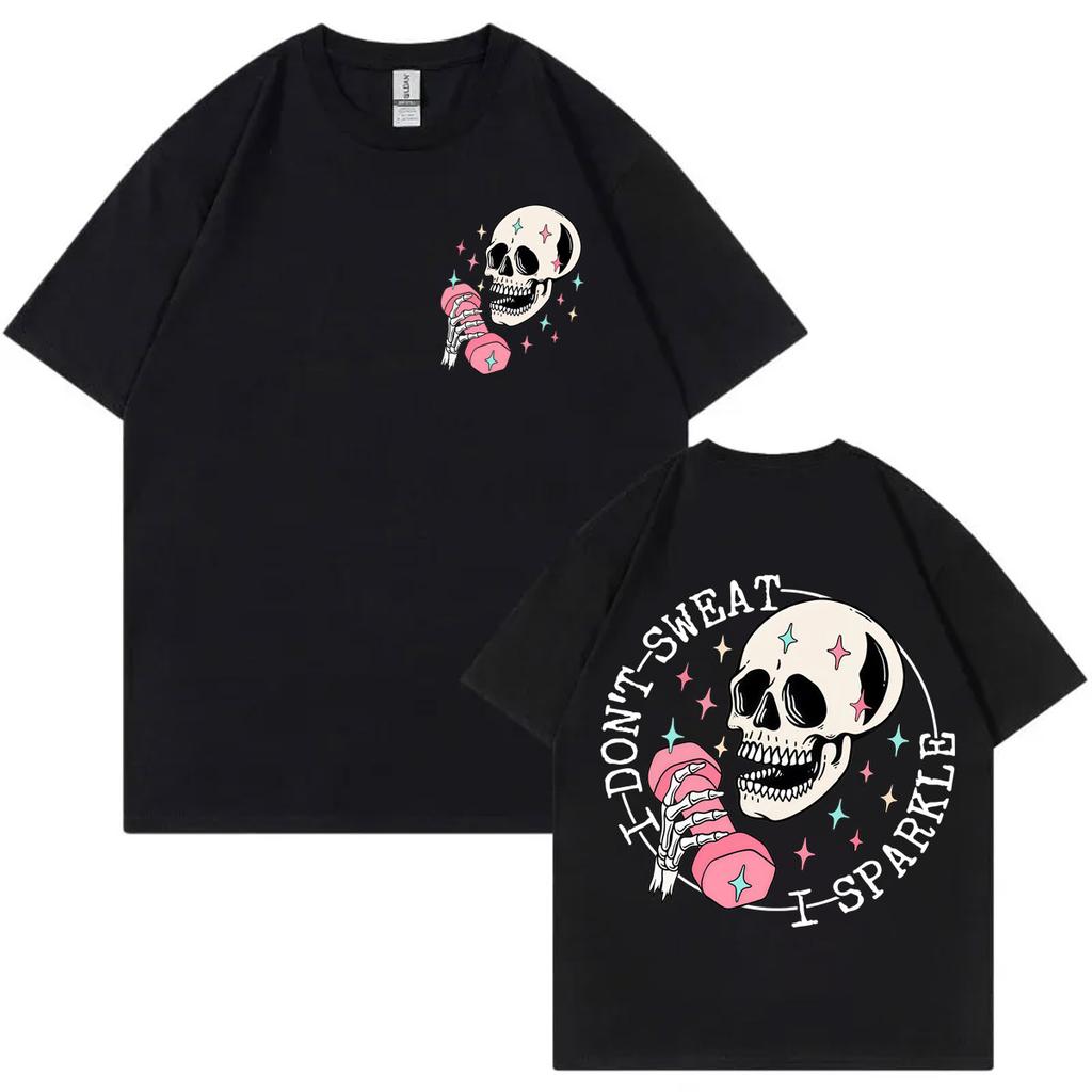 Funny Skeleton Pump Cover Tshirts Men Women Clothing Gothic Fashion Short Sleeve Tshirt High Quality Cotton Oversized T Shirt
