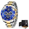 LIGE Top Brand Luxury Men Watch Business Stainless Steel Quartz Wristwatches Luminous Waterproof Watch for Men Clock Gift+Box