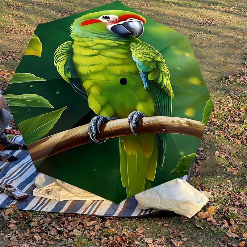 1PC Parrot, Branch Automatic Open/Close Umbrella Compact Folding Umbrella with 8-Rib Shaft Lightweight Esign, Highquality Fabric1176A