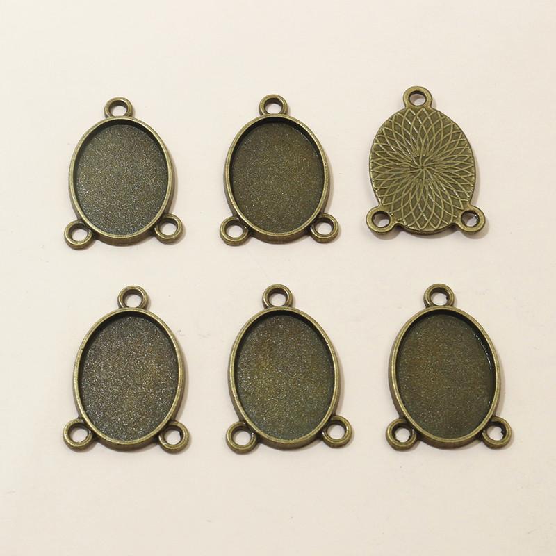 5-40pcs 3-Loops Oval Prndant Cabochons Blank Base Setting DIY Necklace Bracelet Jewelry Making Accessories Findings