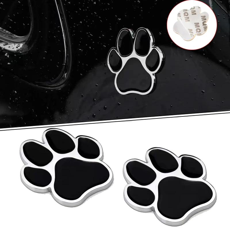 Car Foot Prints Sticker 2PCS - 3D Metal Paw Animal Badge Emblem, Bear Footprint Decals, Car Paw Stickers