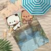 Toalla de Playa de Dibujos Animados para Pareja con Estampado Bubu y Doodle, Toalla de Playa Grande de Secado Rápido, Toalla Absorbente Suave para Natación Playa para Hombres Mujeres