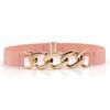 Waist Belt Golden Polished Metal Chain Buckle Elastic Elegant Wide Women Dress Shirt Coat Belt Clothing Accessories