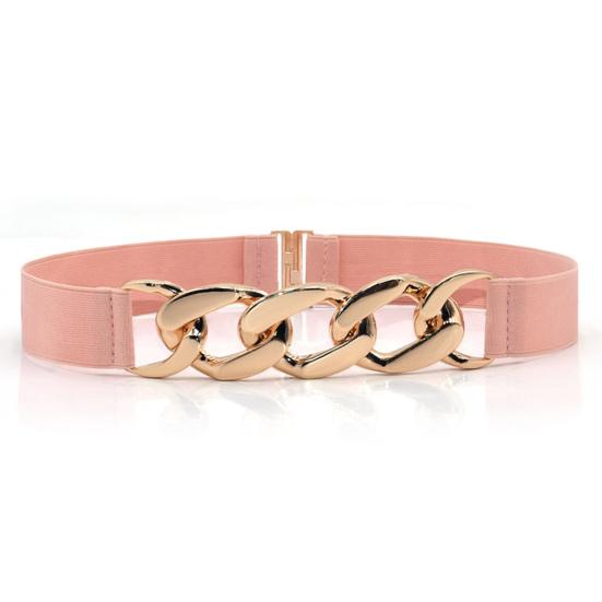 Waist Belt Golden Polished Metal Chain Buckle Elastic Elegant Wide Women Dress Shirt Coat Belt Clothing Accessories