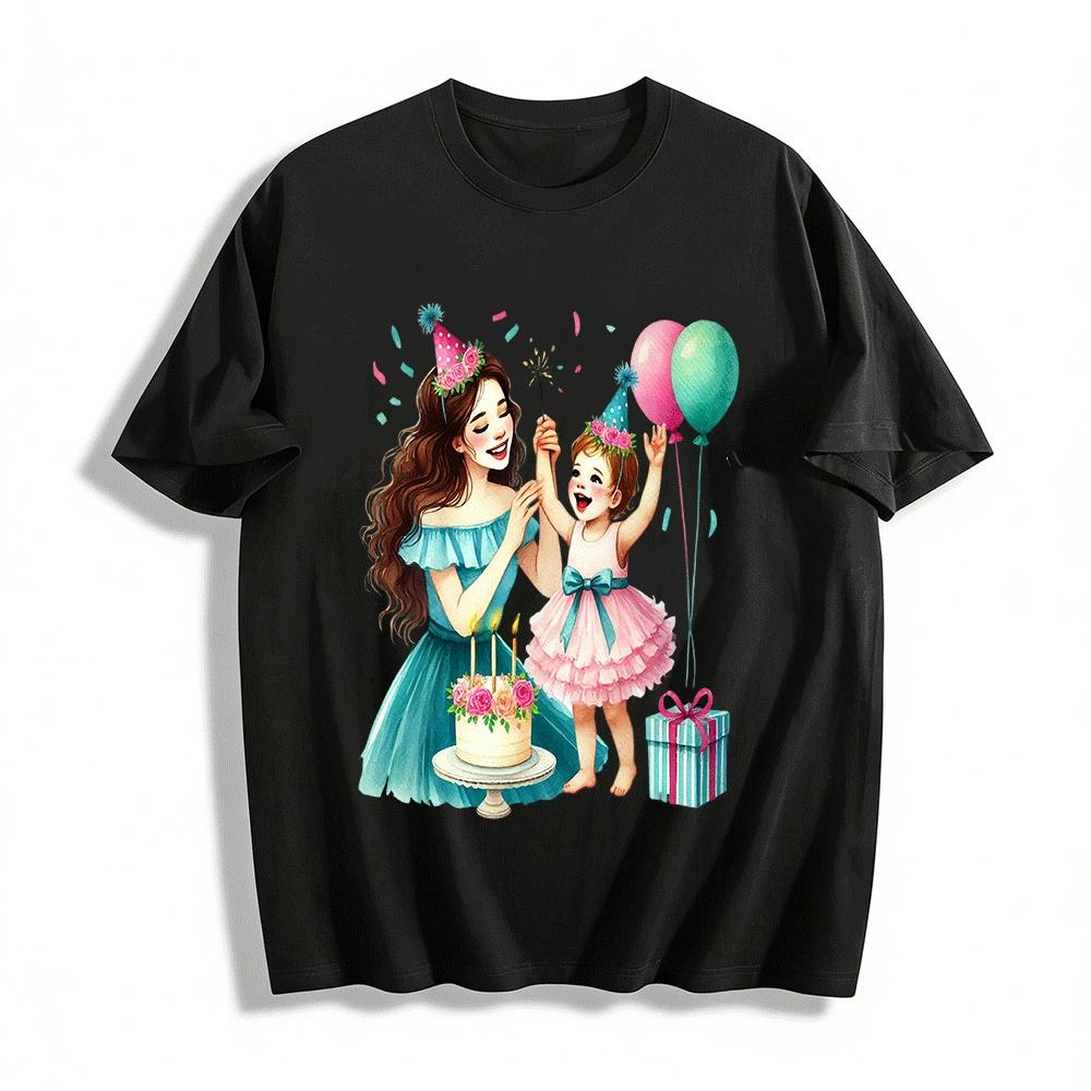 

Mother Daughter Birthday Party Print Dress Family Celebration Outfit Pure cotton T-shirt XXS