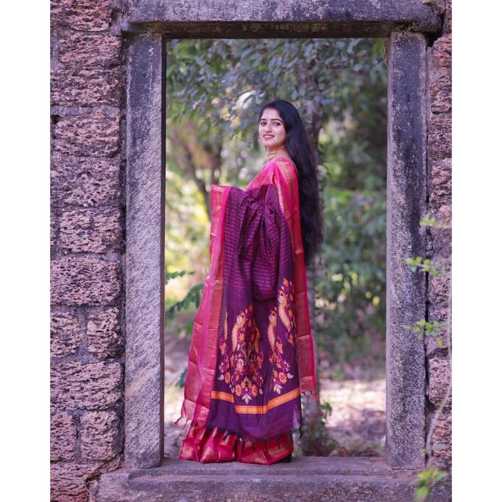 Premium Soft Lichi Silk Jacquard Saree