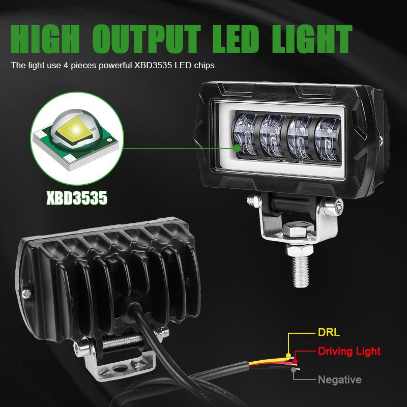 4 Inch 5 Inch 7D Angel Eye LED Work Light Bar Offroad 4x4 Spotlight Fog Lamp 12V 24V Driving Work Lamp DRL for Truck SUV ATV