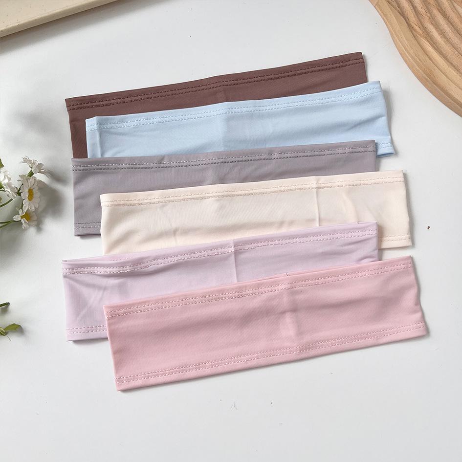 Bentiță Yoga Mătase de Gheață Transfrontalieră: Bentiță de transpirație de culoare uni pentru fitness, spălarea feței și prinderea părului