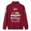 Ducati Corse MotoGP Racing Half-Zip Sweatshirt, Men Women Black Oversized Streetwear Pullover with Full Sponsor Print