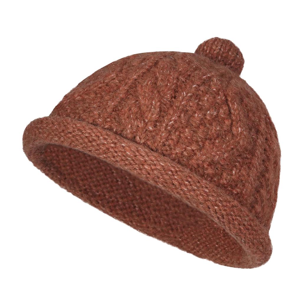 CROOGO Cute Knit Roll Brimless Hat for Fall and Warm Wool Perfect for Outdoors and Burnt Orange Cap, Winter, Beanie, Unisex, Round, Brimless, Travel,