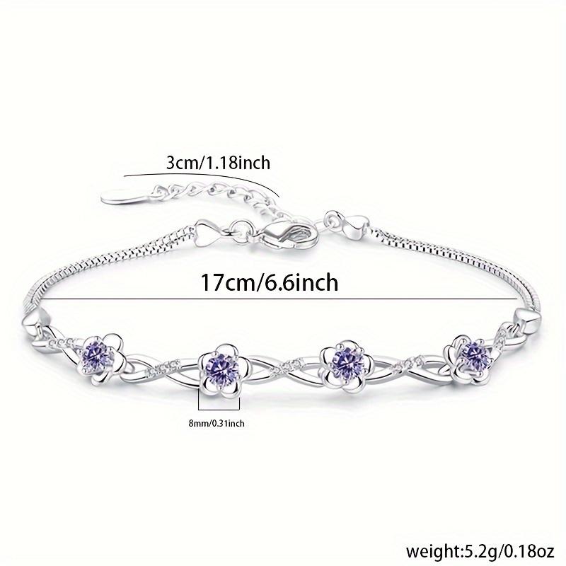 sterling silver plum blossom bracelet, silver-plated with inlaid flower links