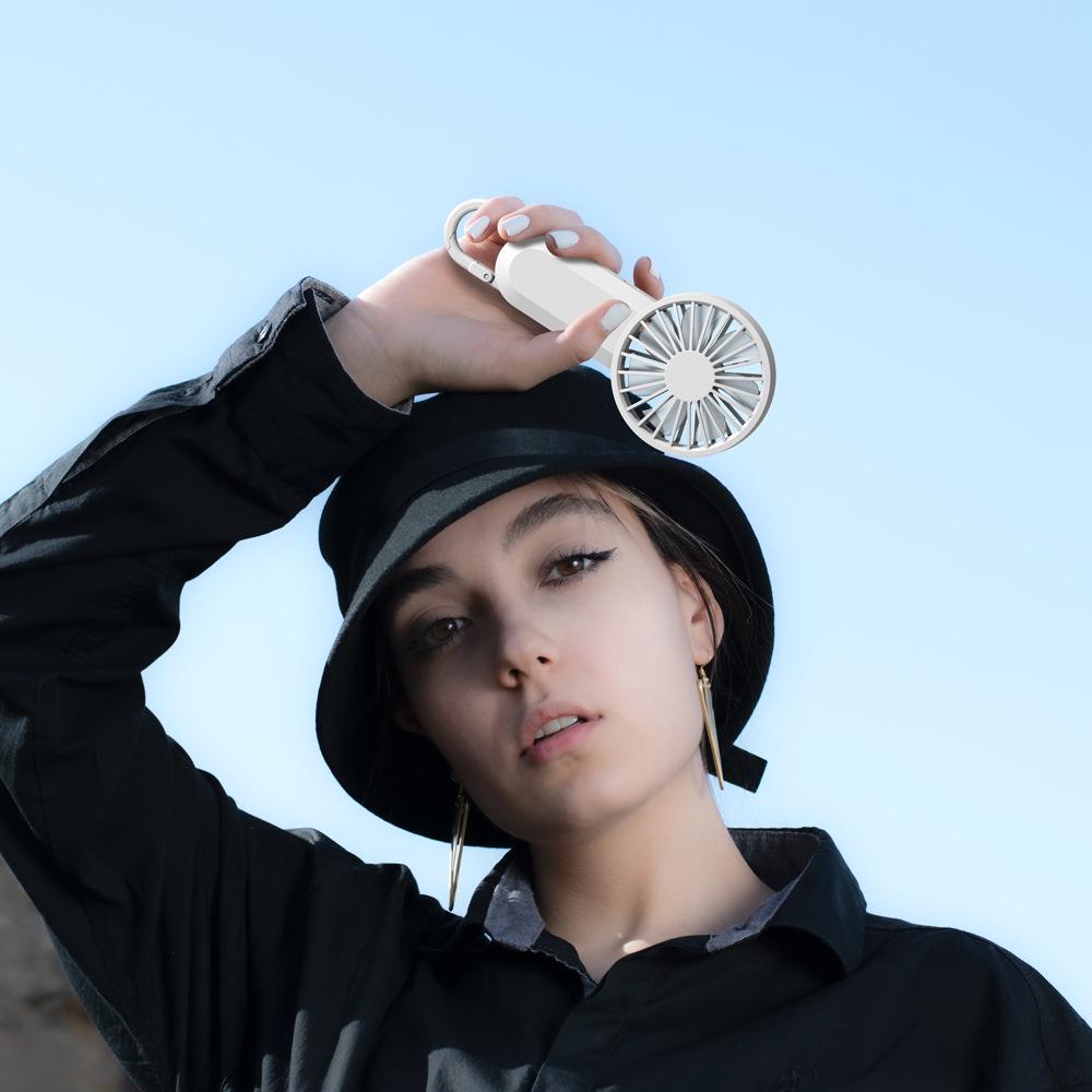 Portable Mini Handheld Fan with Hook - Rechargeable for Outdoor Use