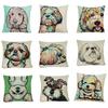 Fashion Cartoon Dog Waist Throw Cushion Cover Linen Pillow Case Home Sofa