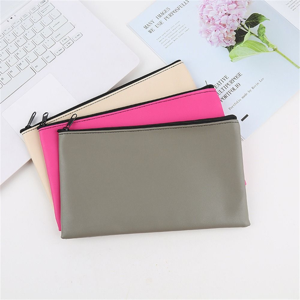 Small Compact Pu Bill Bag PU Leather Money Pouch Travel Cash Deposit Bag  Office Products