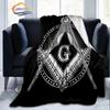 Print Freemasonry Flannel Blanket Masonic Air Conditioning Sofa  Portable Travel Camping   Suitable for All Season
