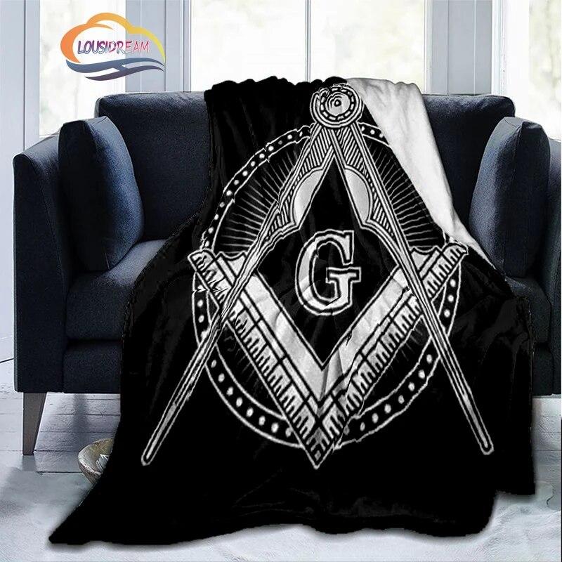 Print Freemasonry Flannel Blanket Masonic Air Conditioning Sofa  Portable Travel Camping   Suitable for All Season