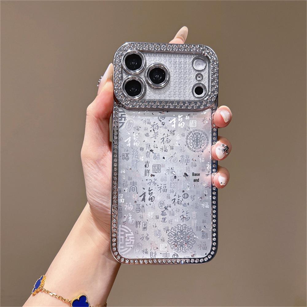 

Electroplating Resin Protective Case for Apple iPhone 17/16 Pro Max/15/14 with Rhinestone Anti-fall Design iPhone 13