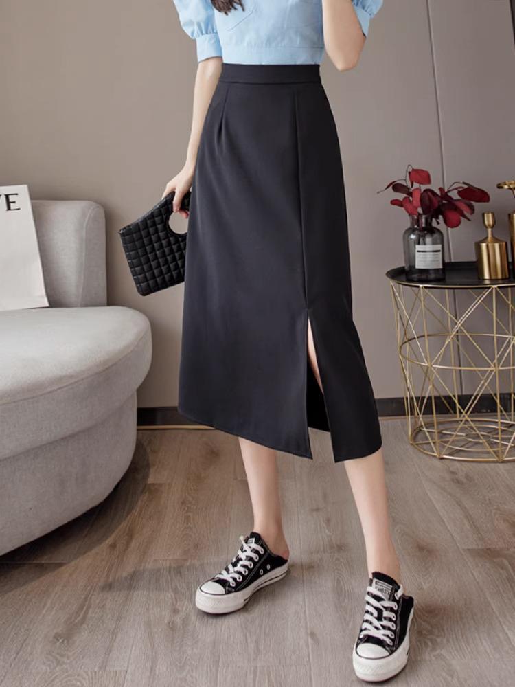 High-Waisted Slimming Midi Skirt for Women, 2024 Spring Collection, Plus Size Hip-Hugging Design, Curvy Fit
