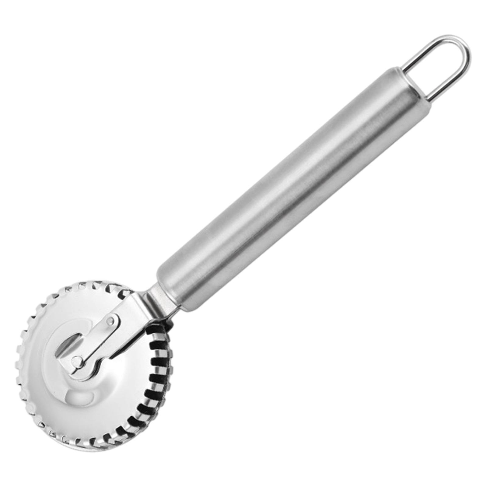 

2026 Fluted Pasta Crimping Wheel Stainless Steel Pie Crust Cutter with Long Handle for Home Kitchen Lace Making Cutting Tools серебряный