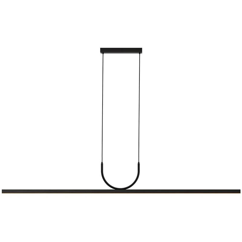 Modern Simple LED Chandelier Black/White Dining Room Kitchen Island Long Pendant Lamp Restaurant Bar Coffee Office Hanging Light