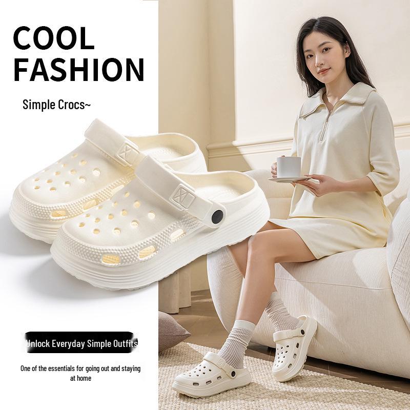 Women's EVA Hole Shoes: Stepping on Soft Feel - Closed Toe, Non-Slip Beach Sandals with Thick Sole for Summer Outdoor Wear