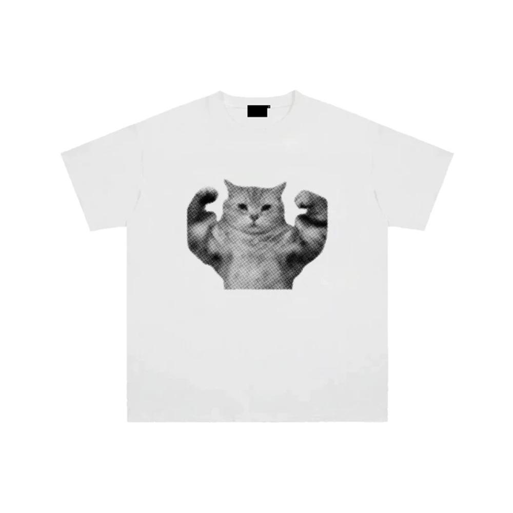 Yes Sir Cute Cat Print Oversized T Shirt Unisex Unisex Vintage Aesthetic Streetwear Harajuku Short Sleeve Funny Cat Meme Casual Tees