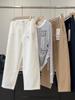 Calças Femininas Cropped de Cintura Alta Emagrecedoras - Confortáveis, Resistentes a Amassados, Botão Único, Passantes Múltiplos para Cinto, Estilo Versátil para o Dia a Dia
