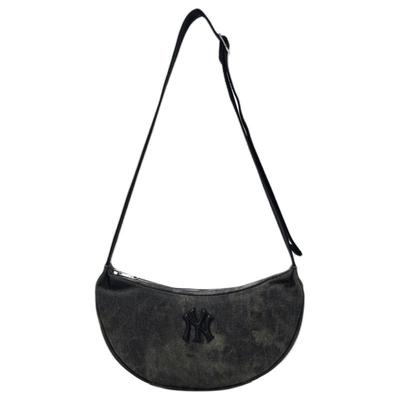 Denim Shoulder Bag Unisex Charcoal Gray/Hemp Sandy Brown Casual