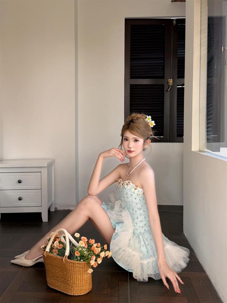 Floral Strapless Puffy Princess Birthday Dress