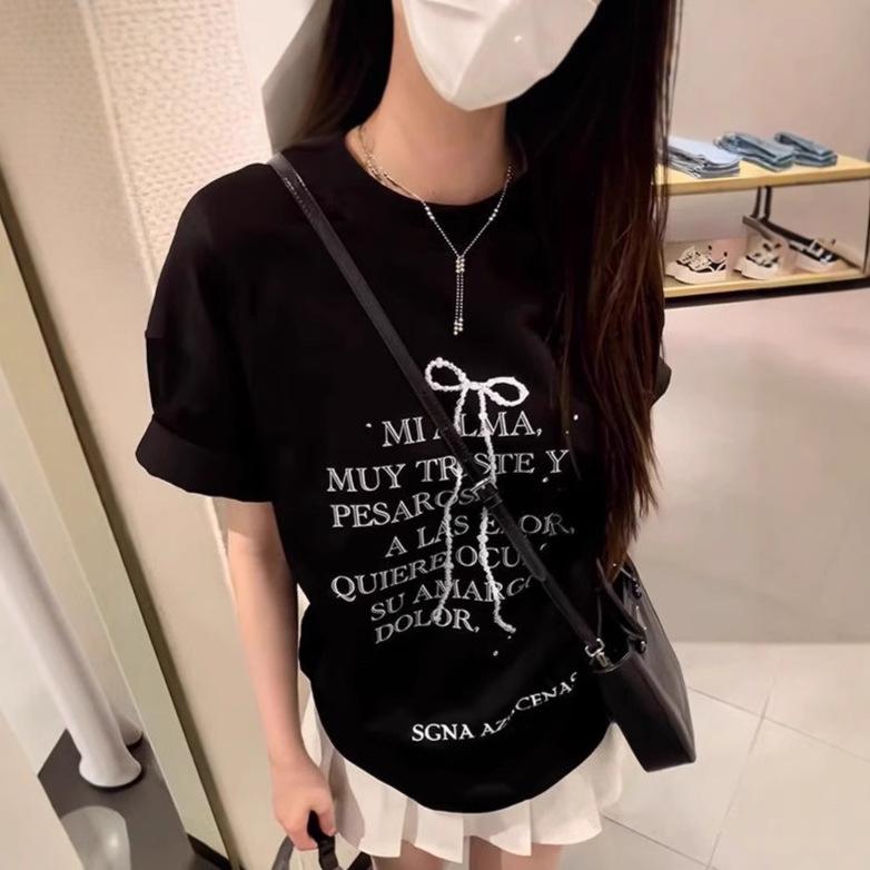 

Korean Style Women s Cotton Letter Print Short-Sleeve Casual Slimming T-Shirt L