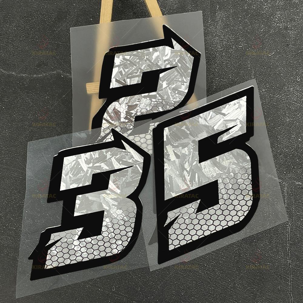 2PCS Honeycomb Arabic Numerals Silver Carbon Fiber Motorcycle Sticker Waterproof for Helmet Front Fairing Scooter Vinyl Decals