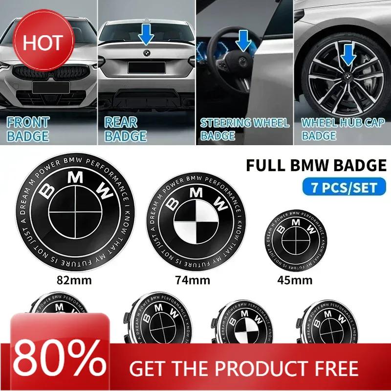 2025 Hot 7pcs 45mm 68mm 74mm 82mm Car Front Hood Emblem rear boot badge Steering wheel for BMW M F30 G01 E36 E39 E87 E46 E90 E92