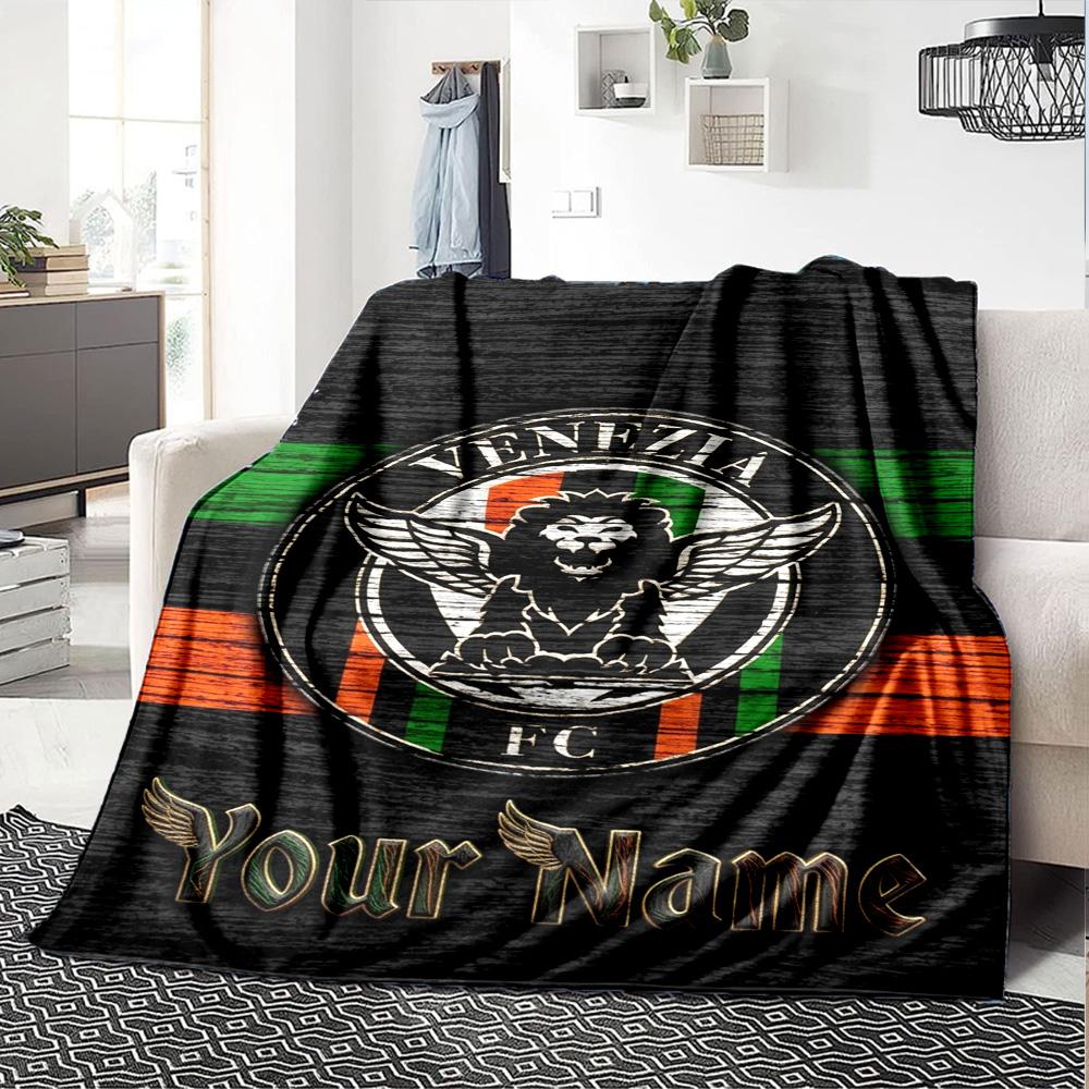 Name Custom Venezia FC Print Flannel Blanket High Quality Warm Comfortable Cover for All Seasons Perfect for Gifts Home Decor