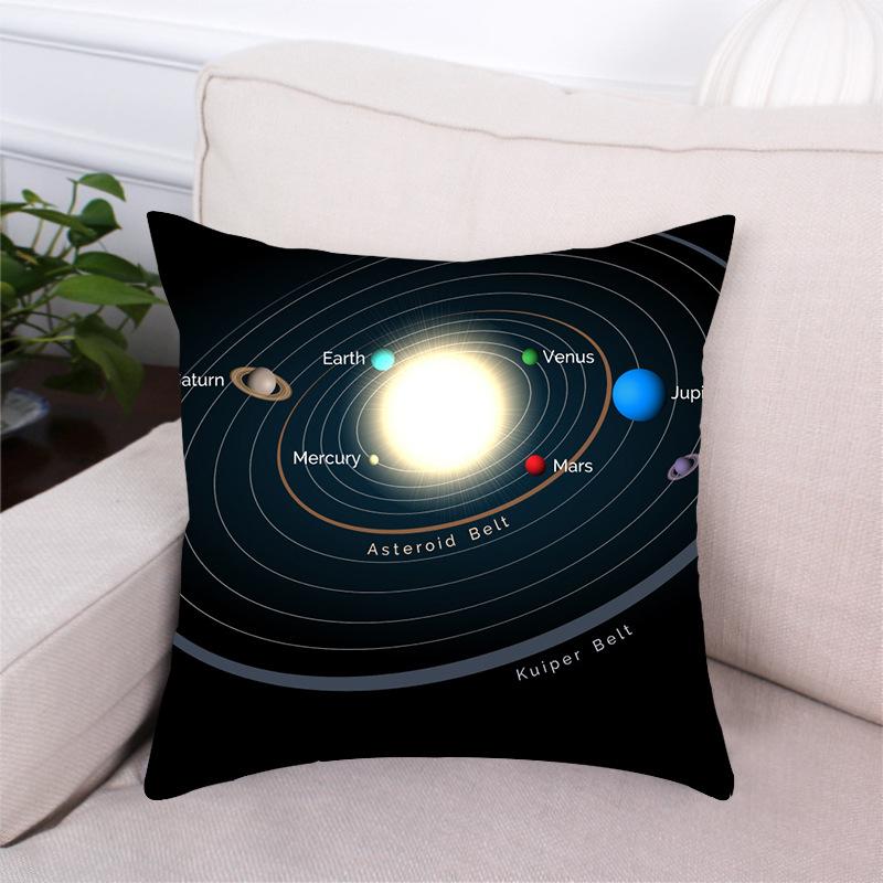 Black Dream Space Planet Digital Printing Short Plush Pillow Covers Decorative For Car Sofa Office Cushion Cover Home Goods
