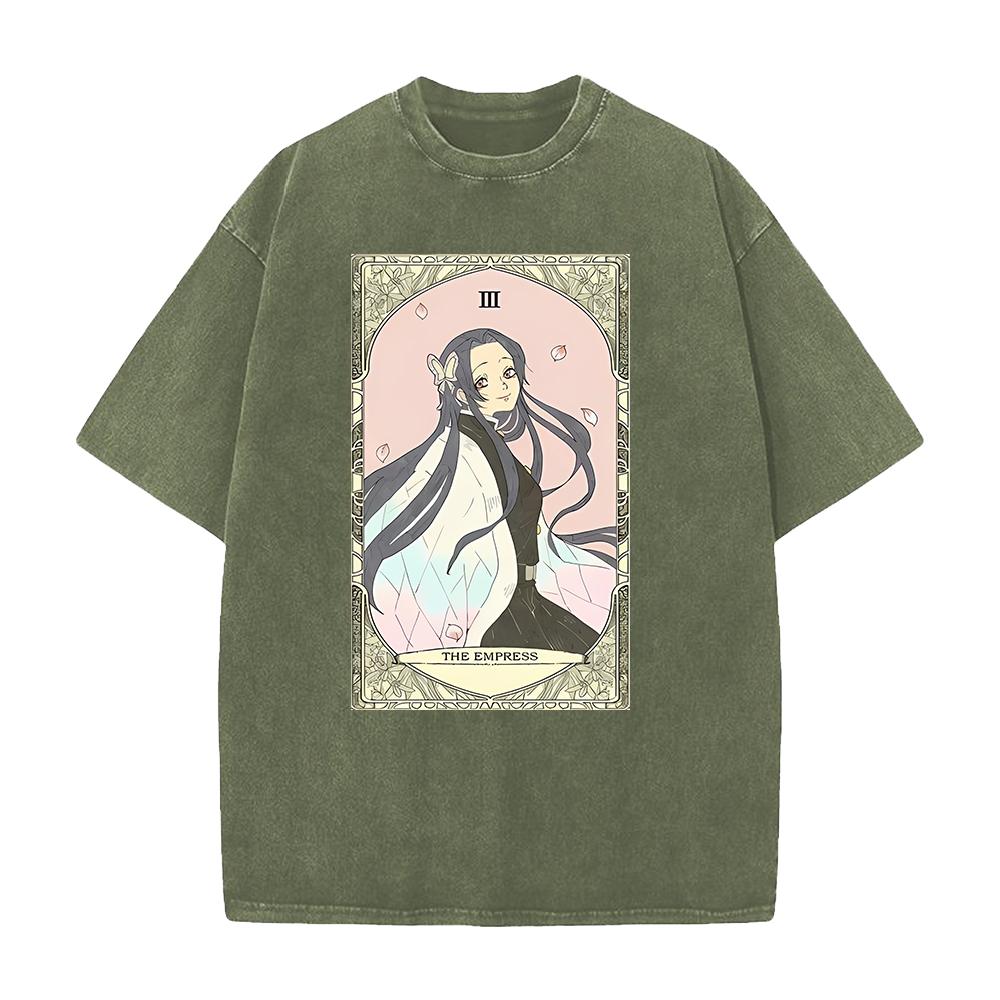 Demon Slayer Kochou Shinobu Graphic Tshirt Men Women Clothing Short Sleeve Cotton T-shirts Washed Tee Harajuku Vintage T Shirt