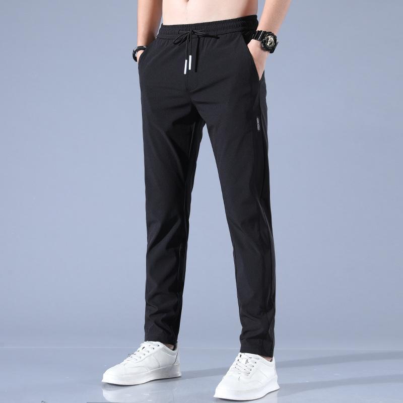 Ice Silk Pants Men's Summer Thin Business Casual Pants Elastic Breathable Straight Sports Trousers Are Hot-selling