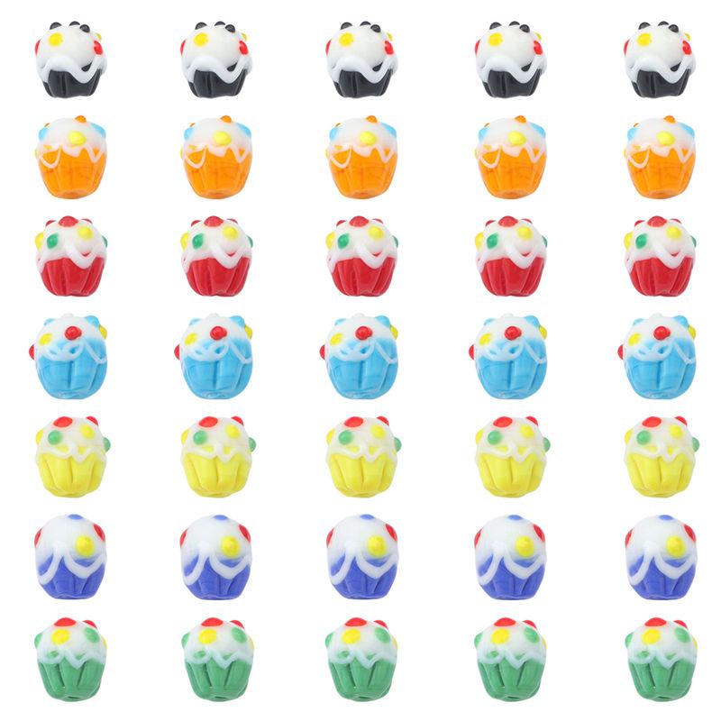 2pcs/Bag Cute Lampwork Glass Cake Beads Charm Loose Beads For Necklace Bracelet Earring DIY Jewelry Craft Making Supply
